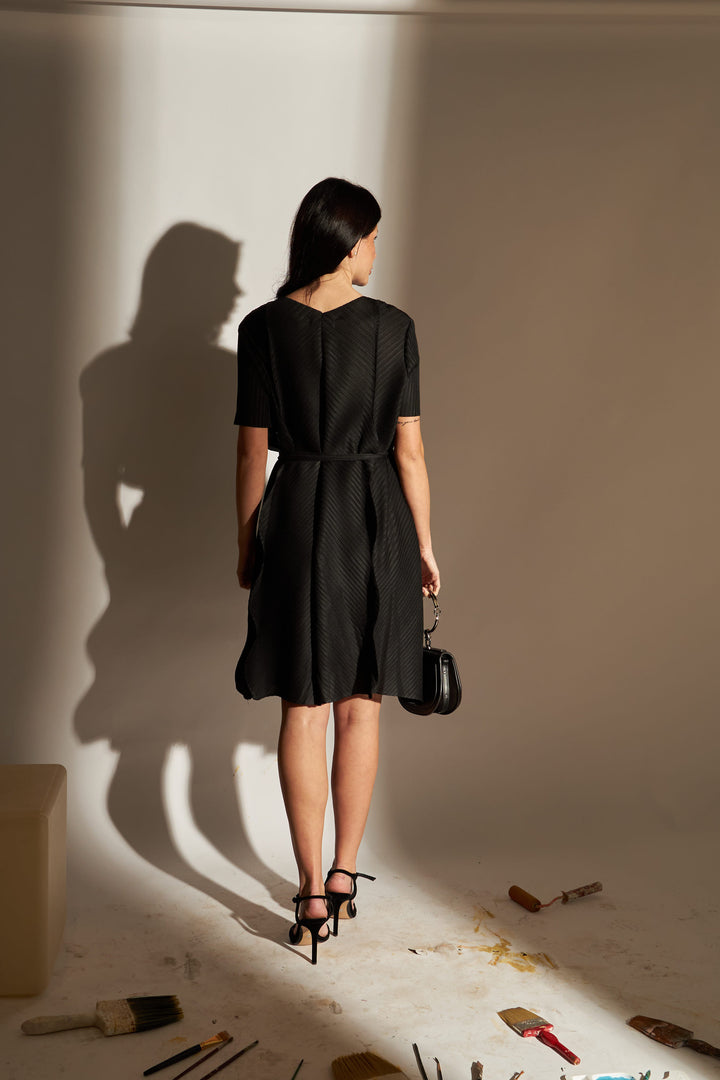 Rianna Ruffle Mini Dress - Black