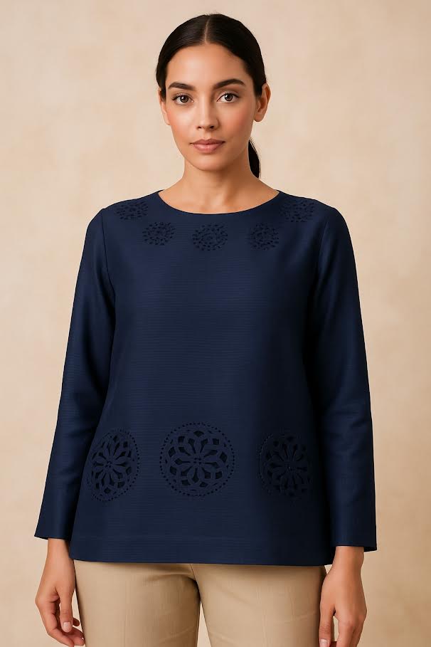 Fable Floral Swarovski Top - Blue