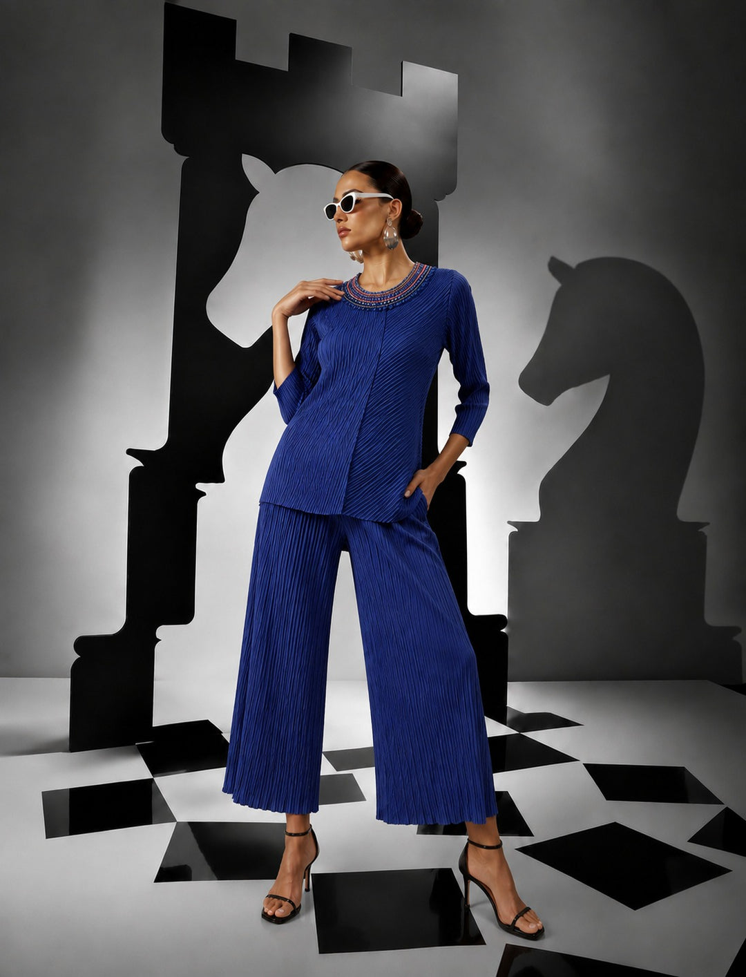 Blair Pleated Co-ord Set - Blue