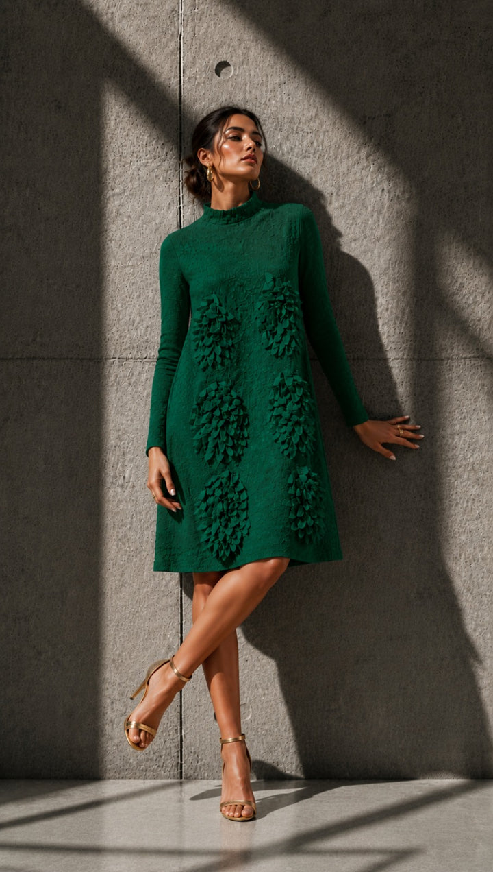 FELICIA FLY ME UP PLEATED DRESS - GREEN