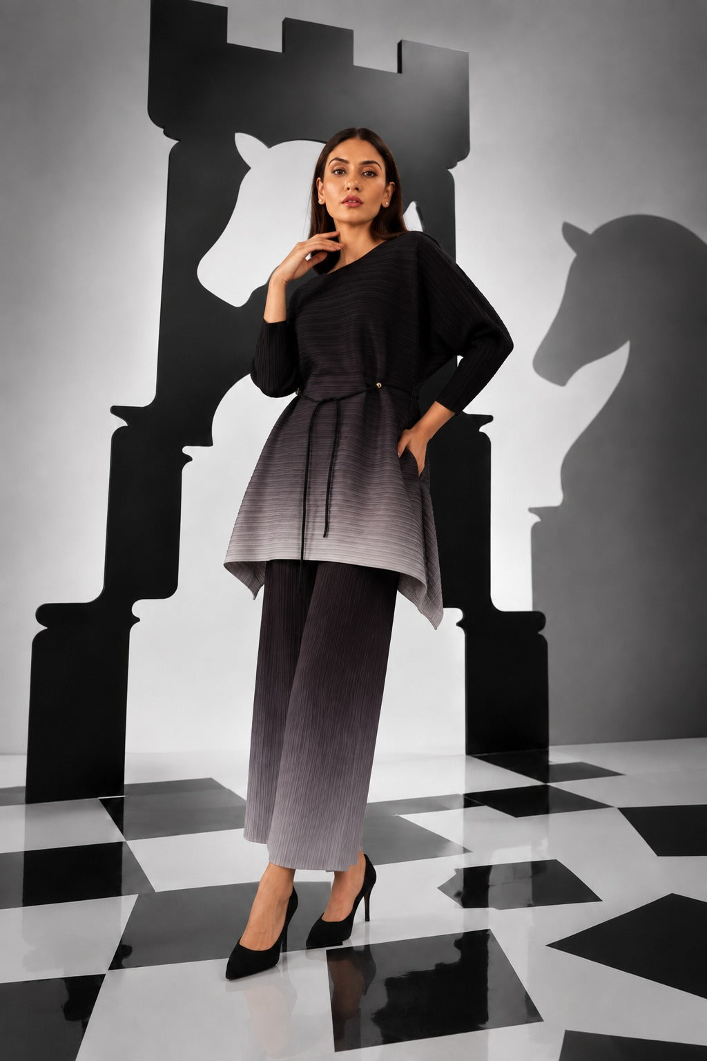 Olivia Ombre Cinched In Co-ord - Grey