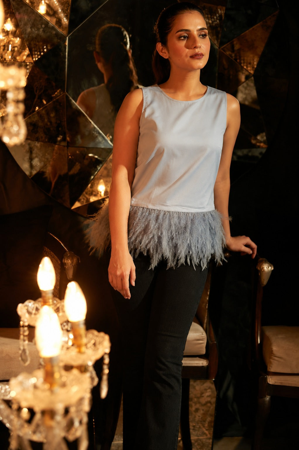 Feather top - Ash grey