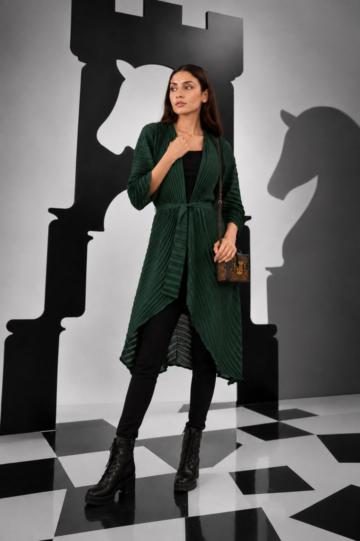 Alisha Accordian Pleated Overlay - Green