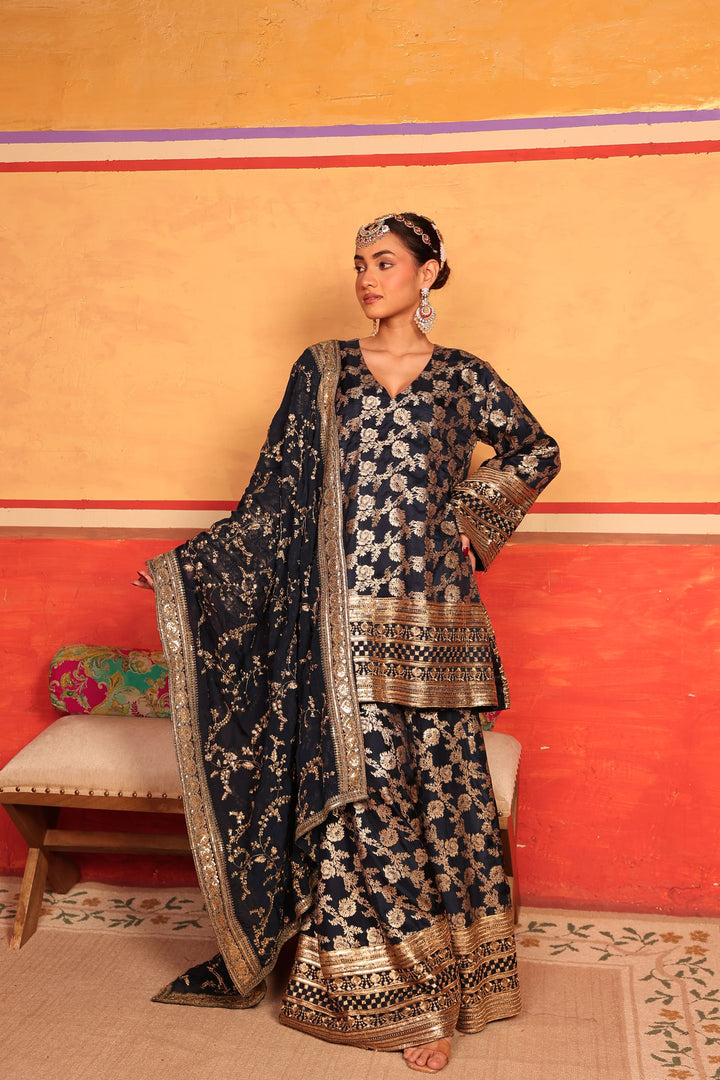 Banarasi Begum Sharara Set - Blue