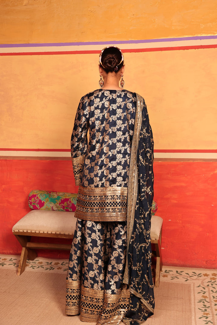 Banarasi Begum Sharara Set - Blue