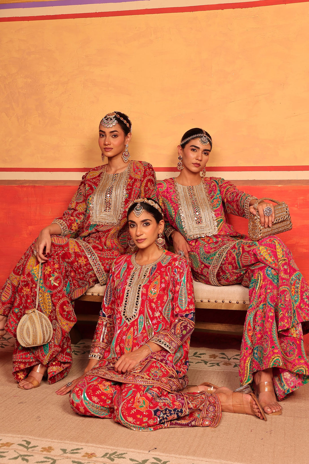 Elizey Paisley Coordinated Kurta Set - Red