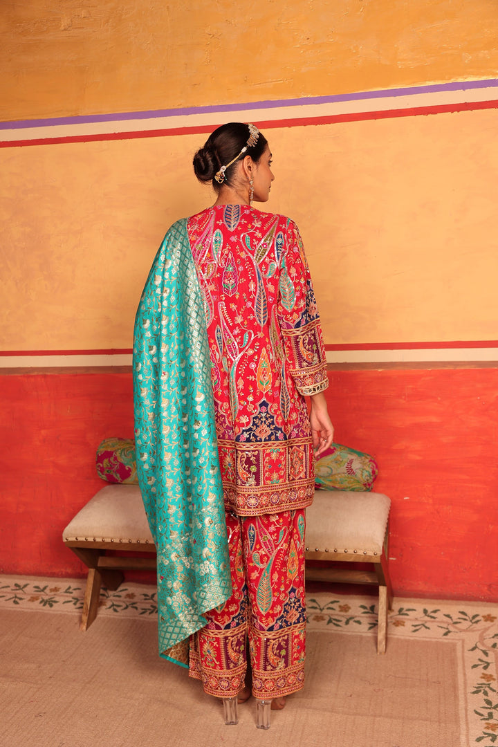 Elizey Paisley Coordinated Kurta Set - Red