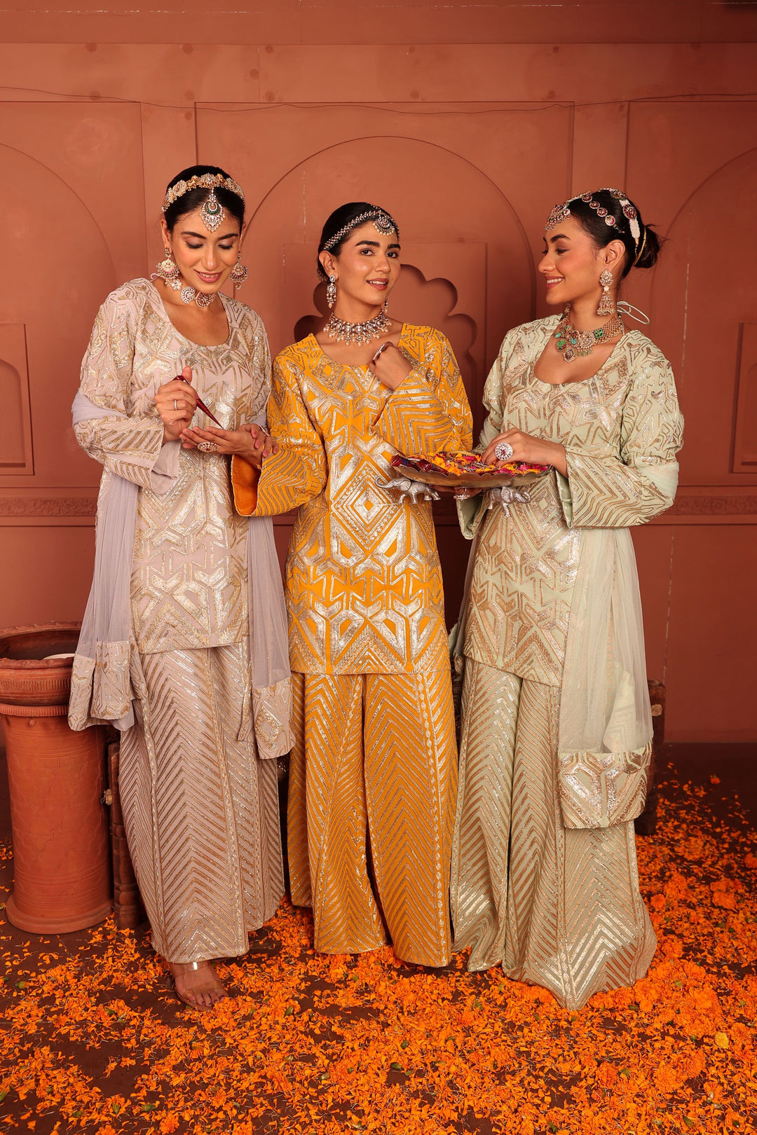 Gulnaaz Gota Sharara Set - Mint Green