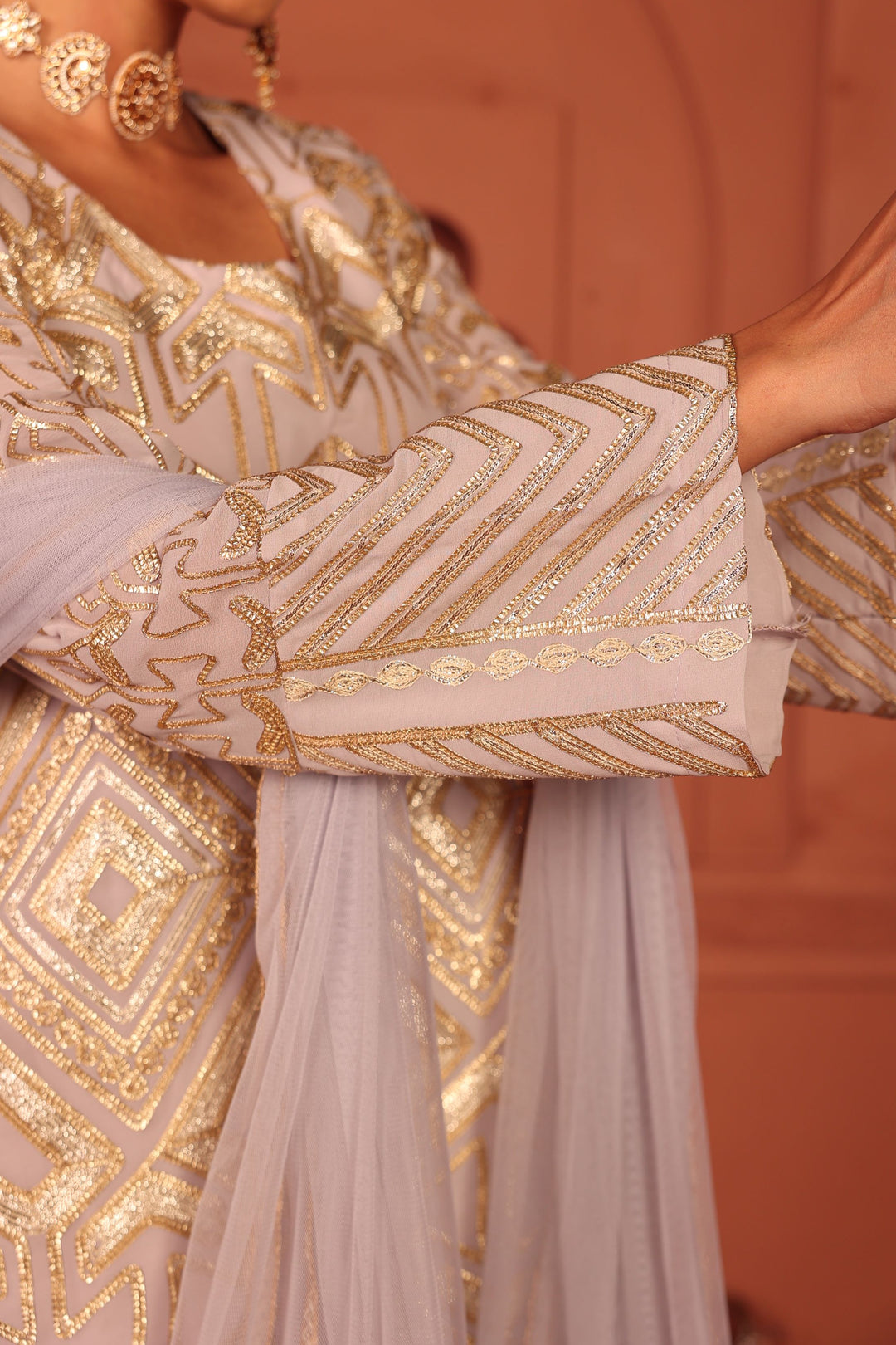 Gulnaaz Gota Sharara Set - Lavender