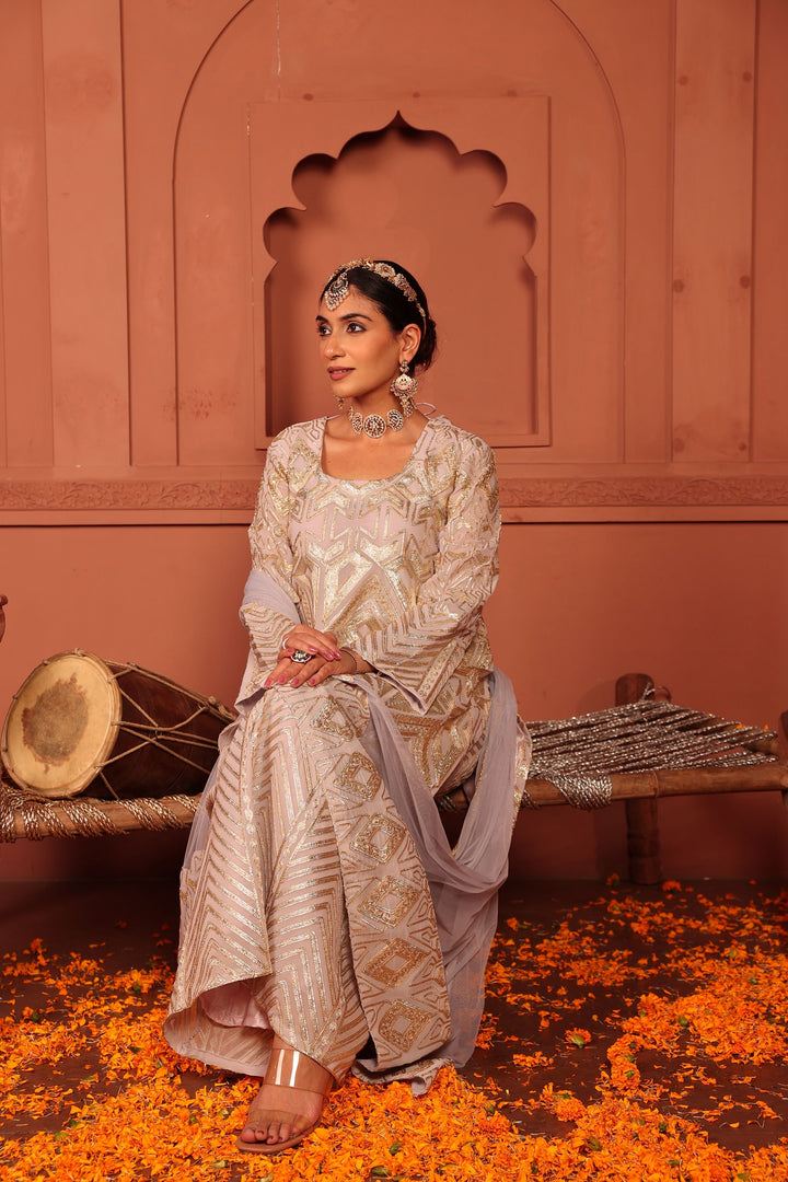 Gulnaaz Gota Sharara Set - Lavender