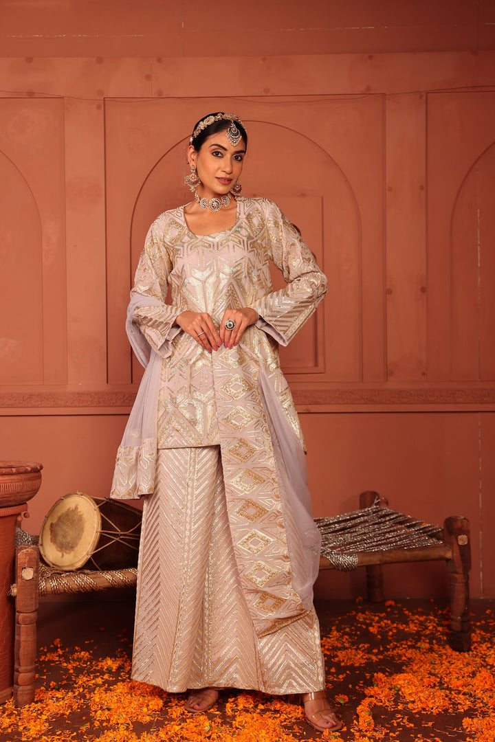 Gulnaaz Gota Sharara Set - Lavender