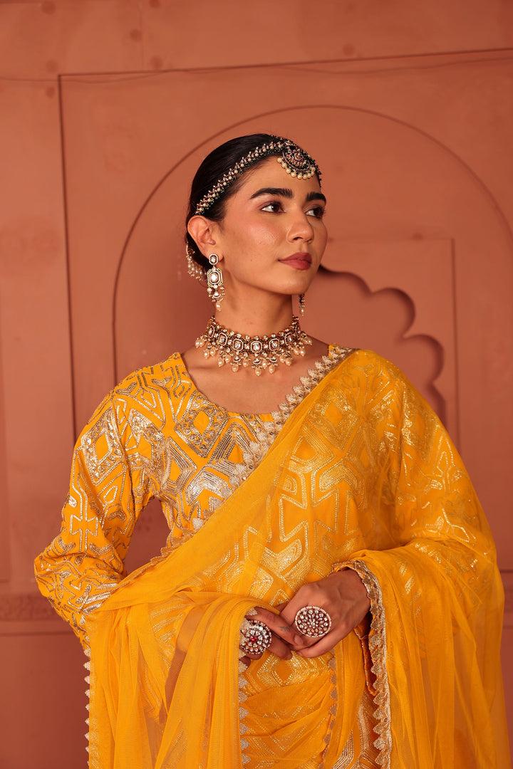 Gulnaaz Gota Sharara Set - Yellow