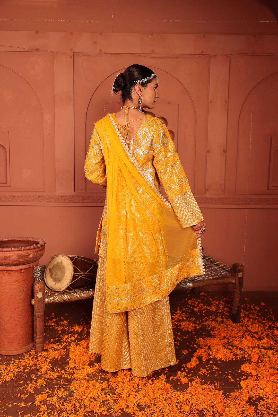 Gulnaaz Gota Sharara Set - Yellow