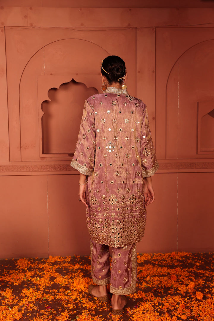 Aaina Adaa Tunic Set with Embroidered Pants - Lilac