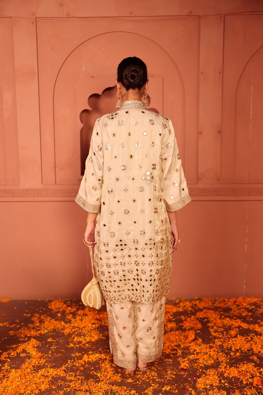 Aaina Adaa Tunic Set with Embroidered Pants - Ivory