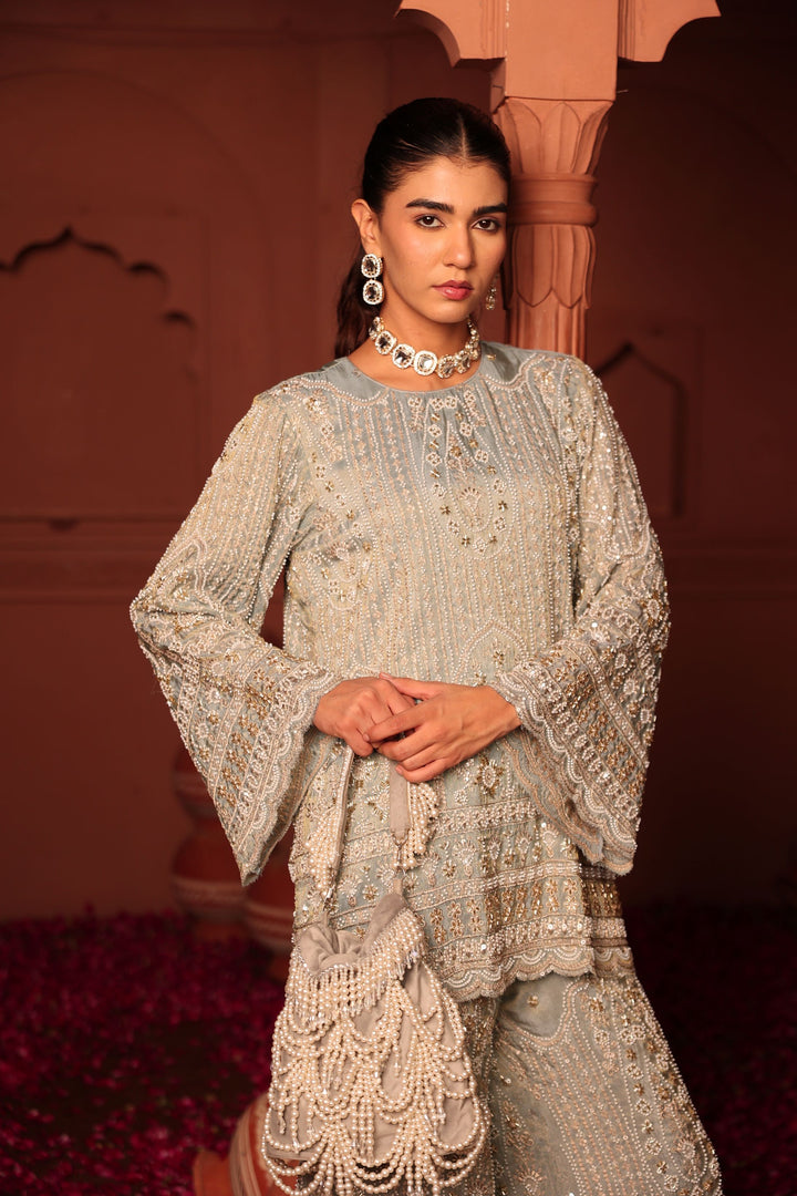 Inaaya Embroidered Sharara Set - Powder Blue