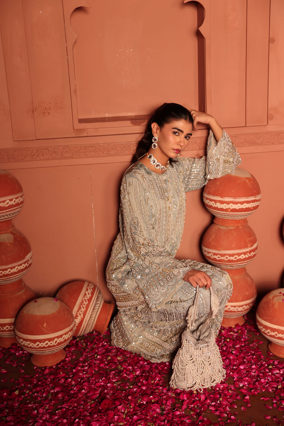 Inaaya Embroidered Sharara Set - Powder Blue