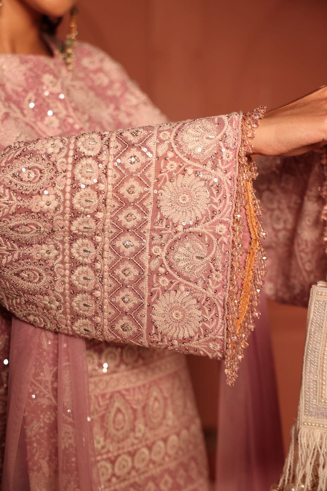 Inaaya Crystal Embroidered Sharara Set - Powder Pink