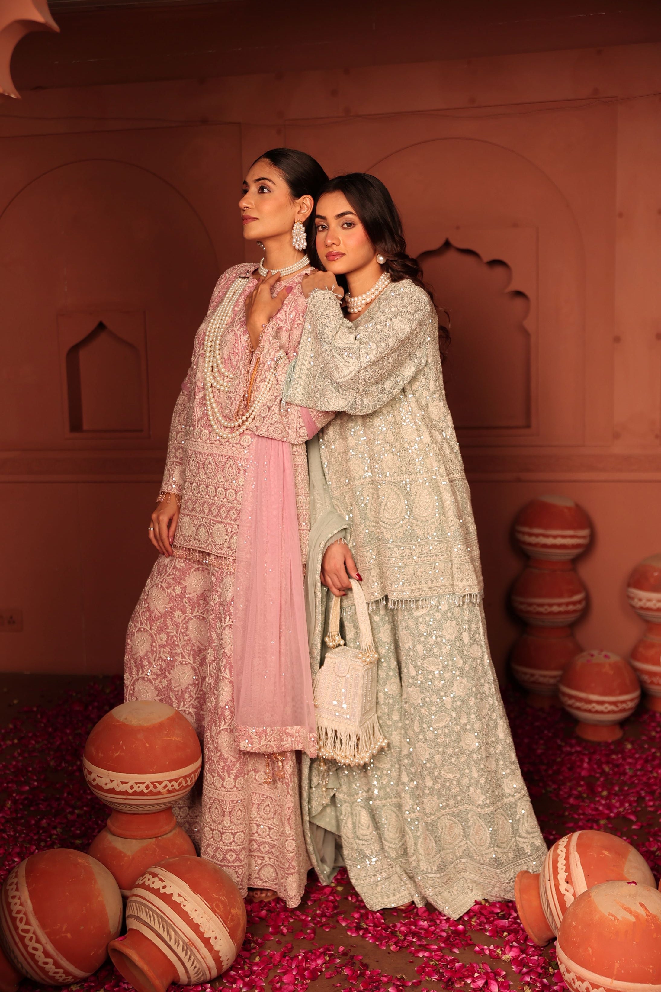 Inaaya Crystal Embroidered Sharara Set - Powder Blue