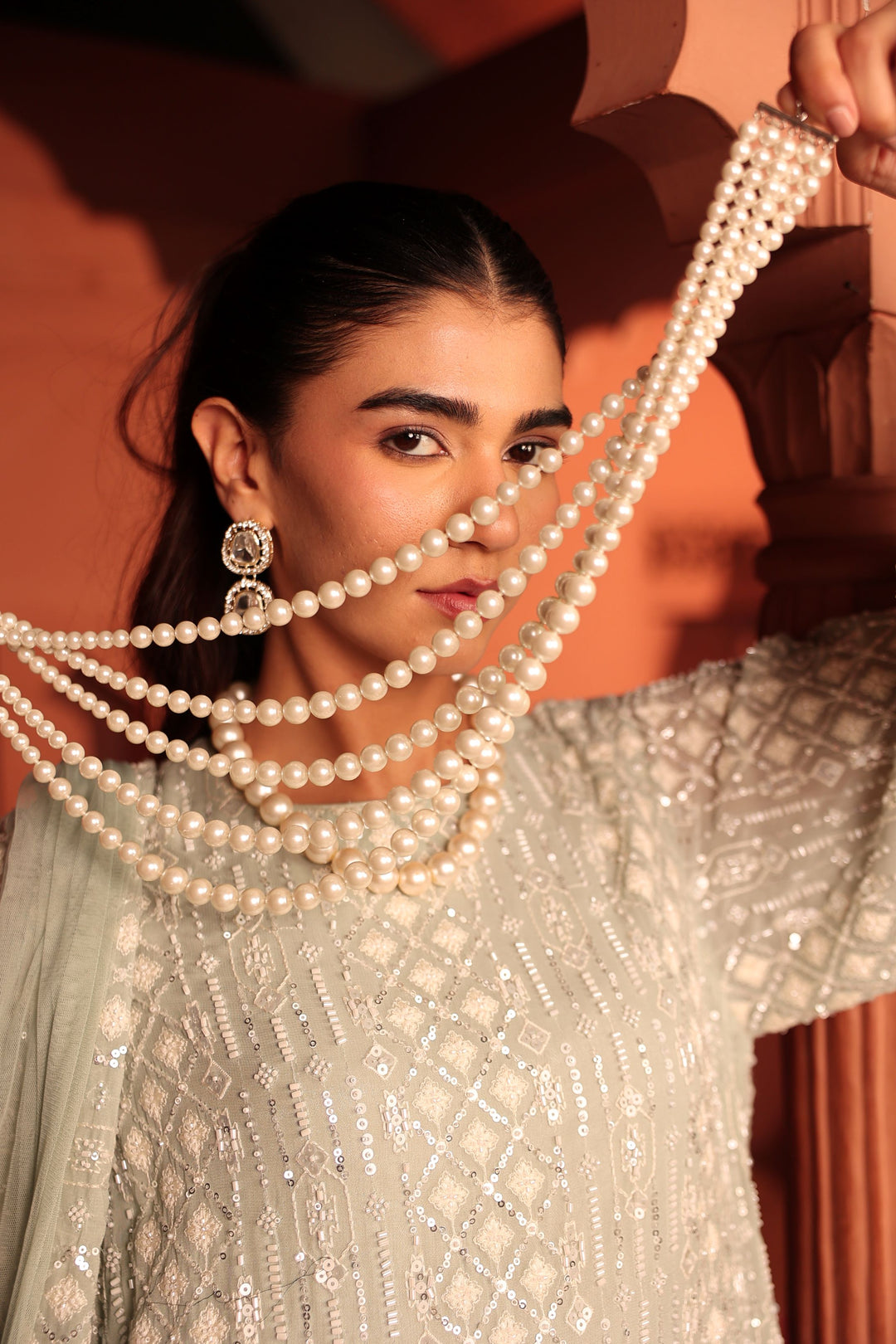 Inaaya Cutdana Embroidered Sharara Set - Powder Blue