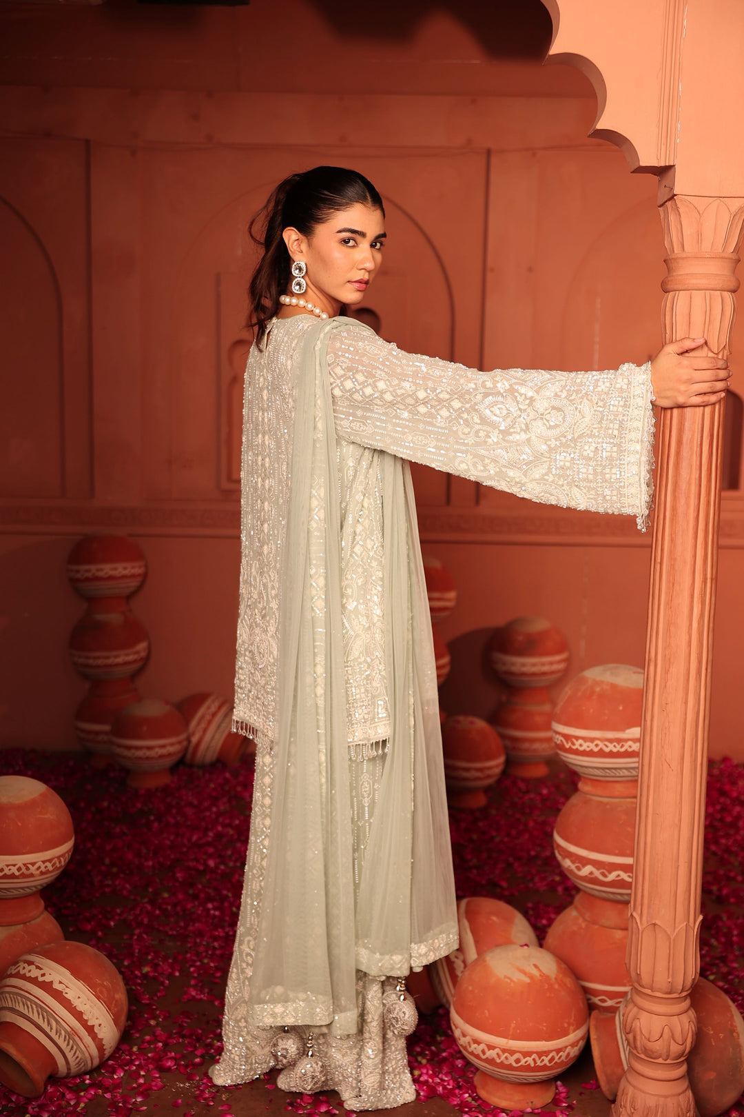 Inaaya Cutdana Embroidered Sharara Set - Powder Blue