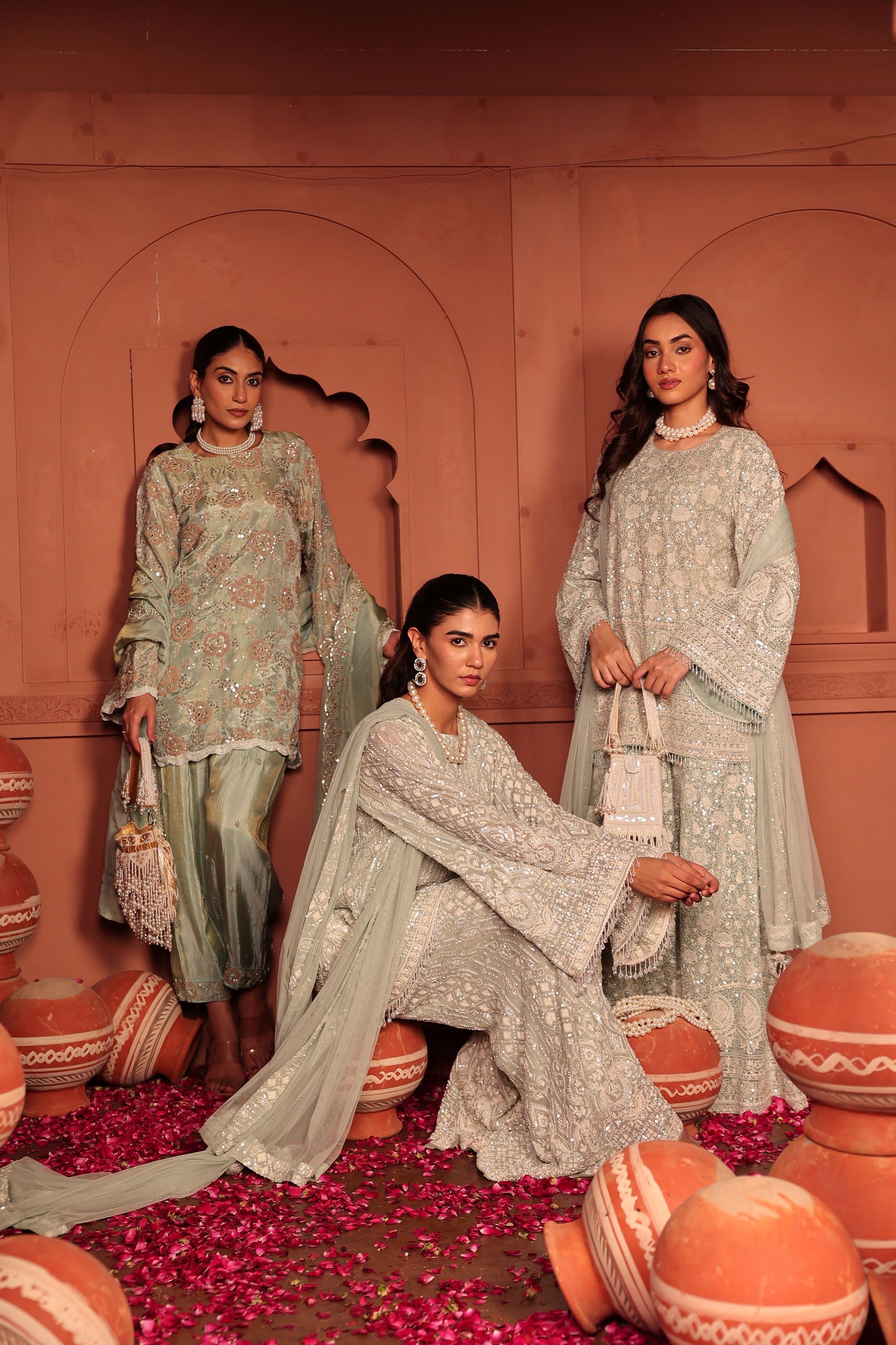 Inaayat Rose Embroidered Tunic Set - Mint Green