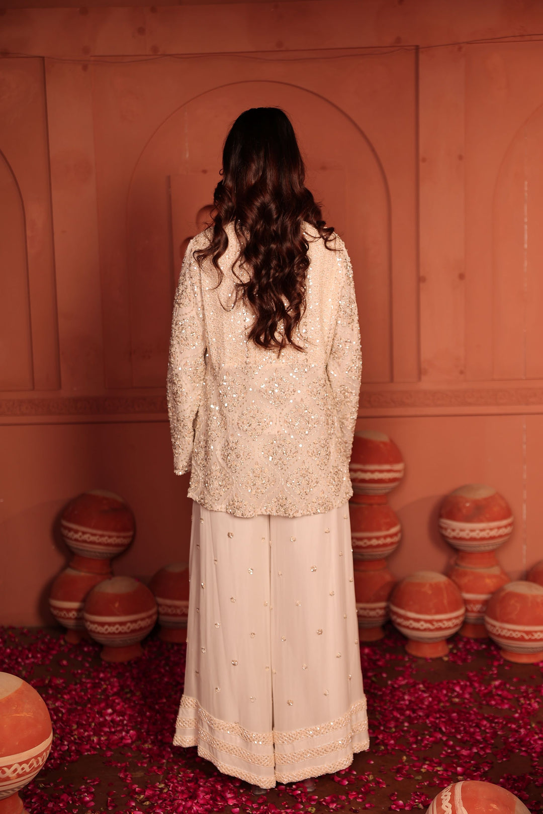 Inaari White Embroidered Sharara Set