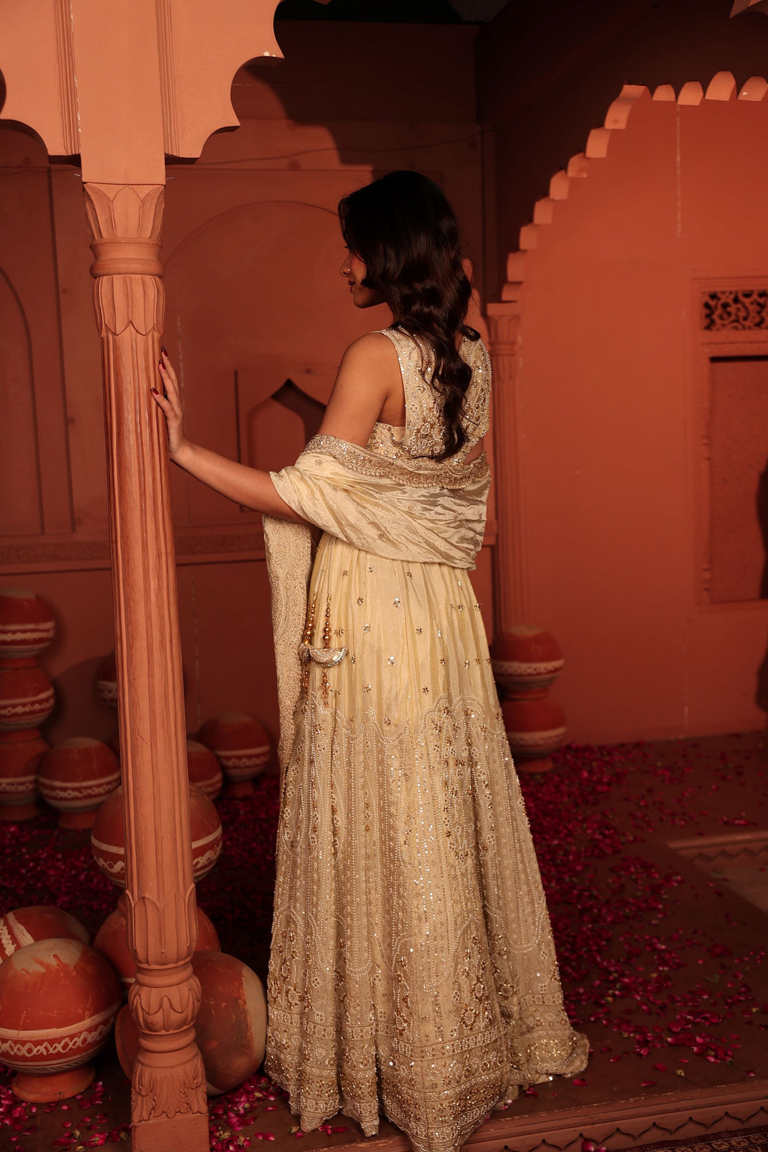 Inaaya Cutdana Embroidered Lehenga Set with Dupatta - Ivory