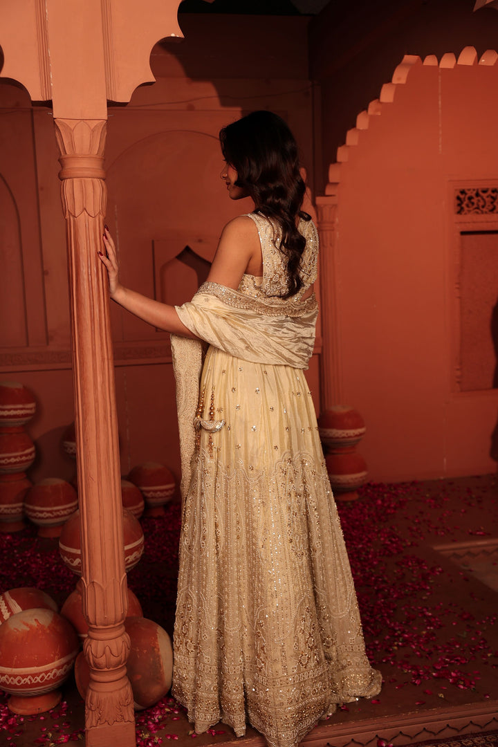 Inaaya Cutdana Embroidered Lehenga Set with Dupatta - Ivory