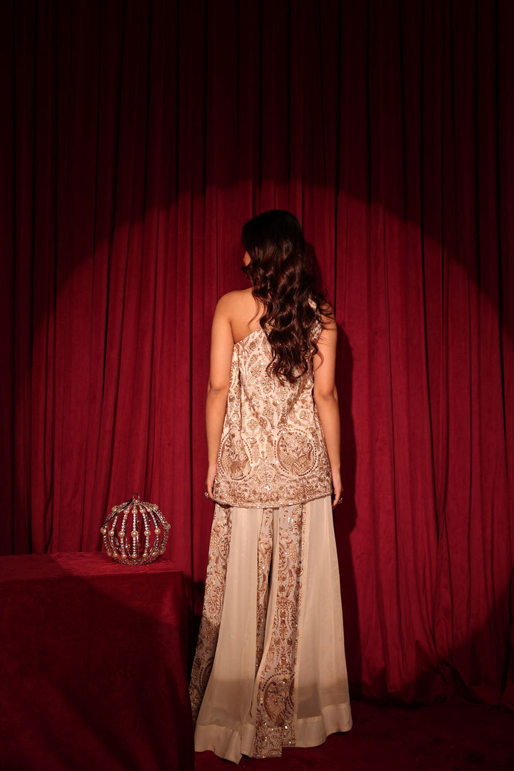 MW One-shoulder Cape Set - Ivory Gold