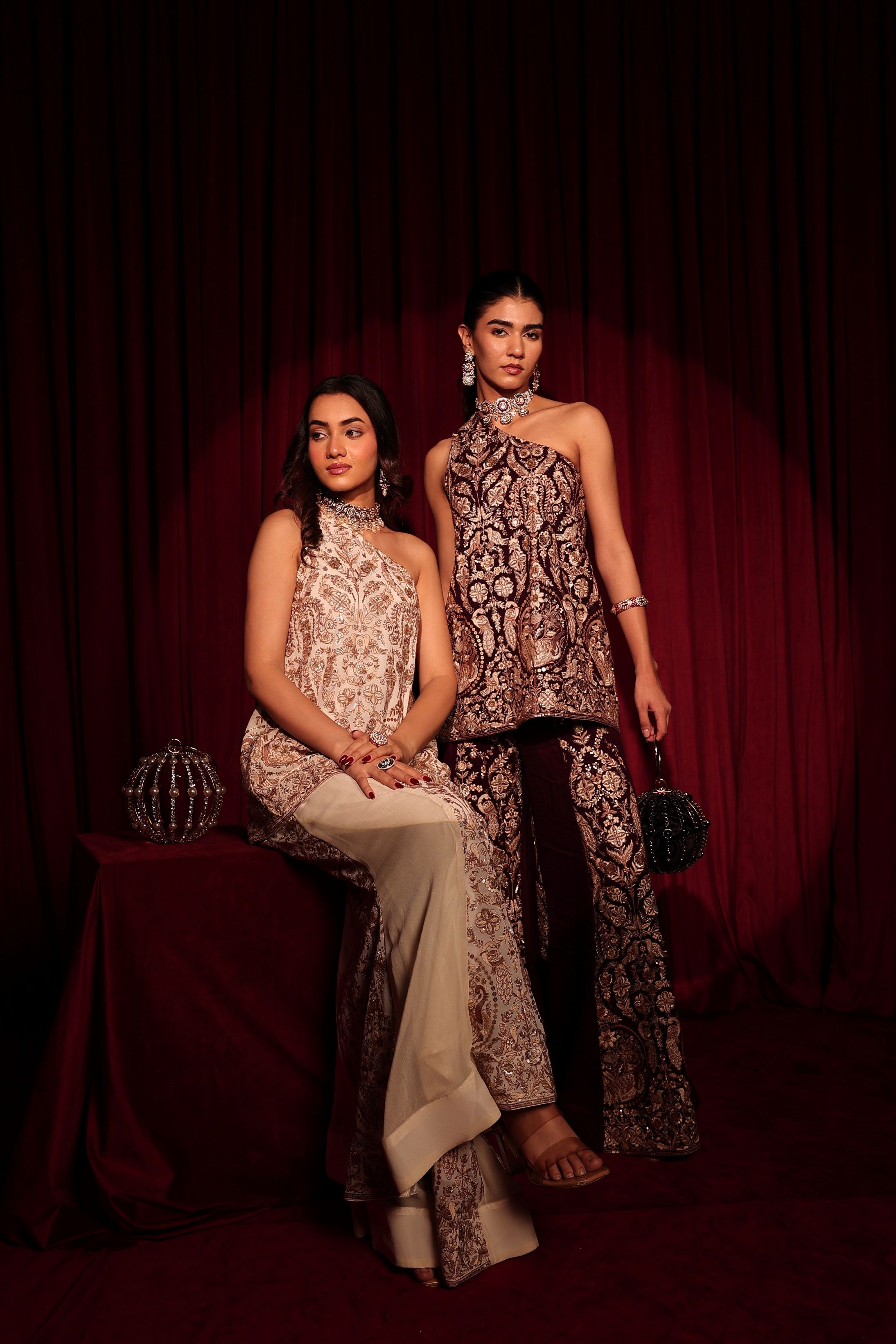 MW One-shoulder Cape Set - Ivory Gold