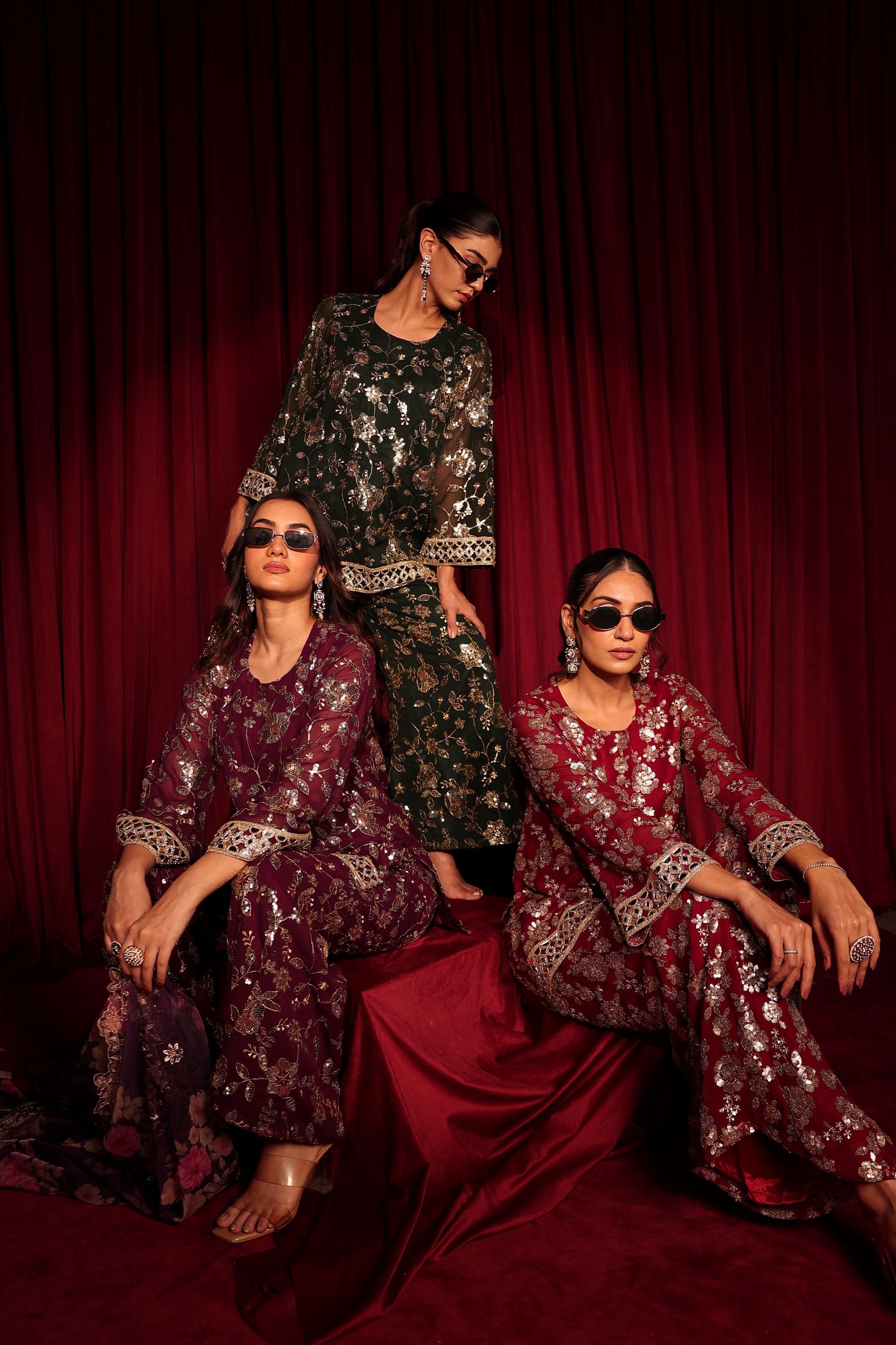 Zaira Zardosi Sharara Set - Red