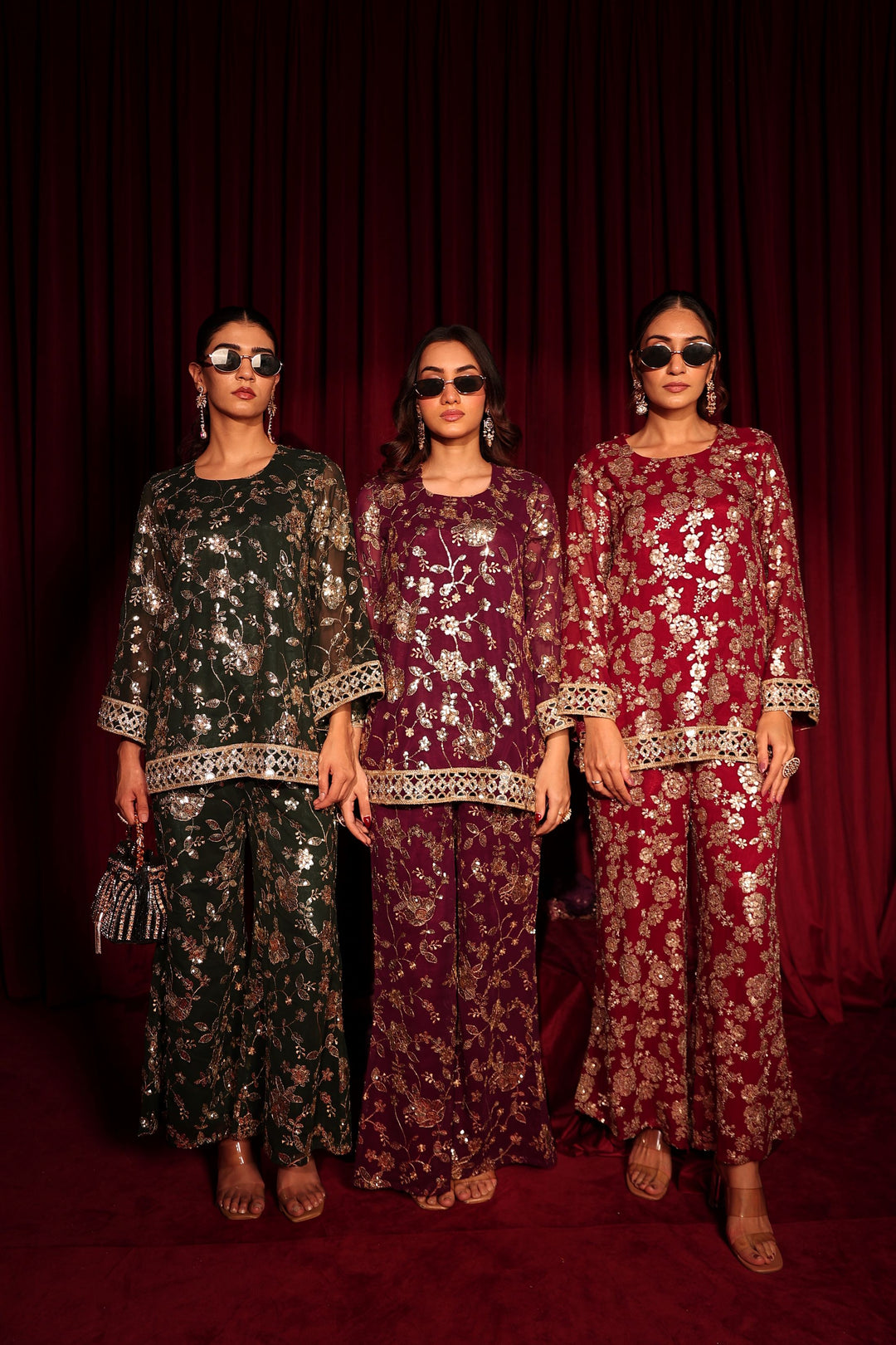 Zaira Zardosi Sharara Set - Green