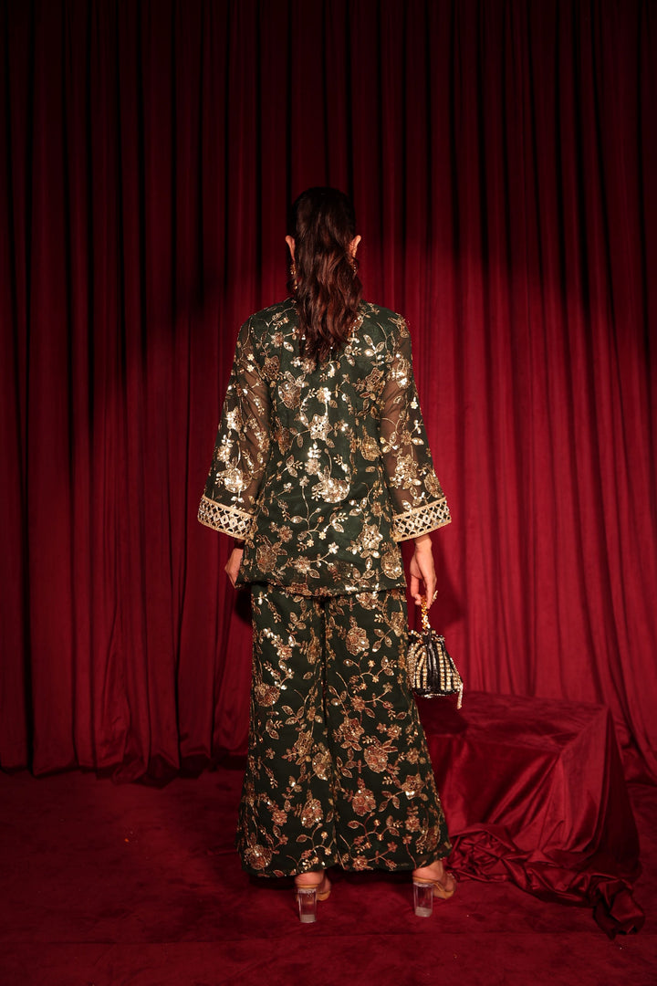 Zaira Zardosi Sharara Set - Green