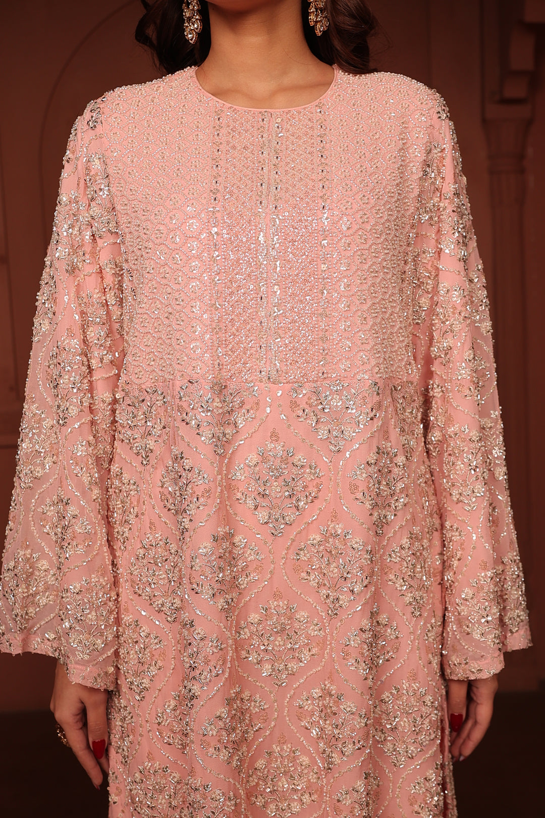 Inaari Pink Embroidered Sharara Set