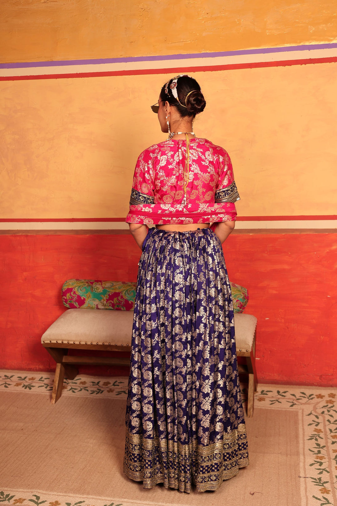Banarasi Begum Lehnga Set - Pink Purple