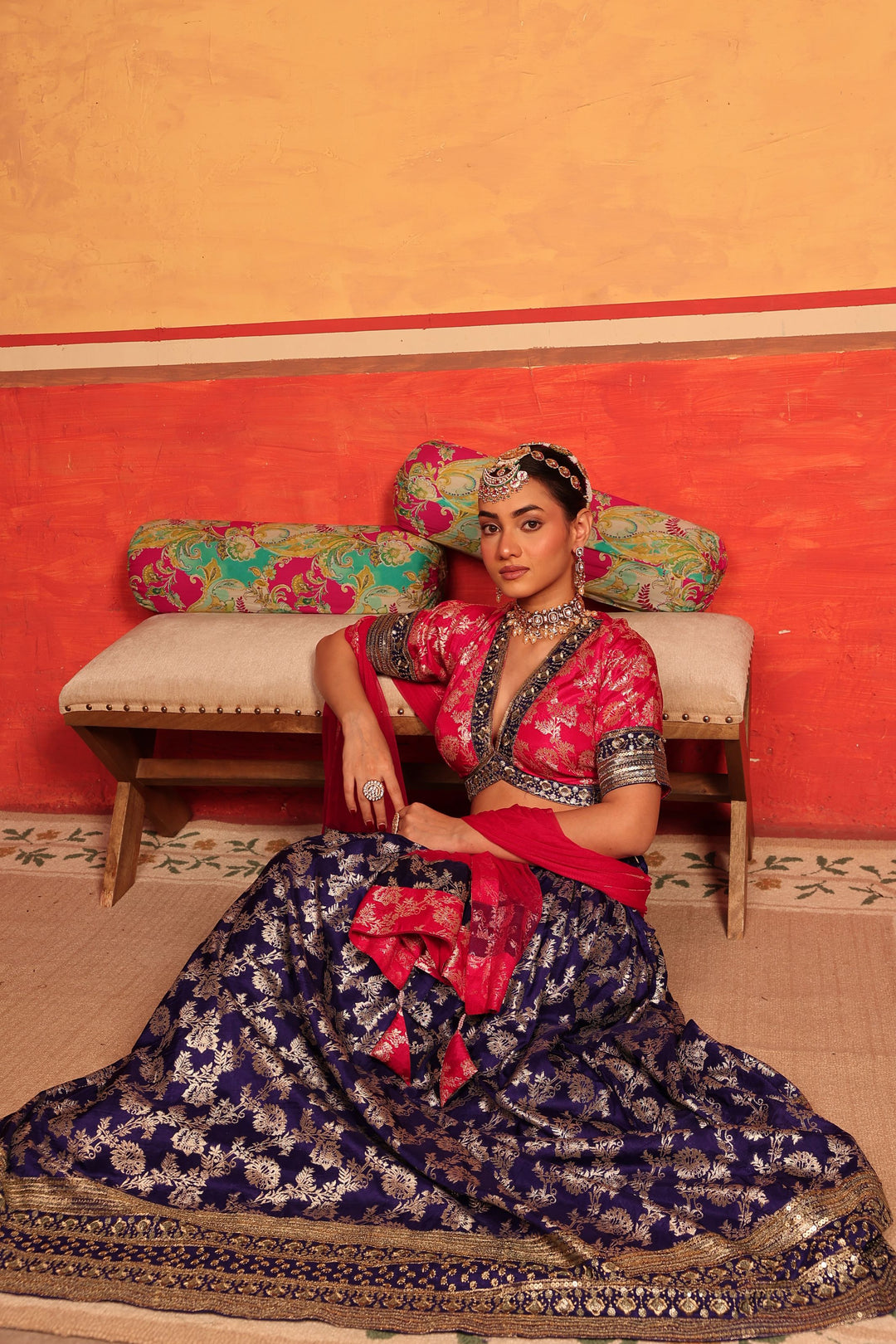 Banarasi Begum Lehnga Set - Pink Purple