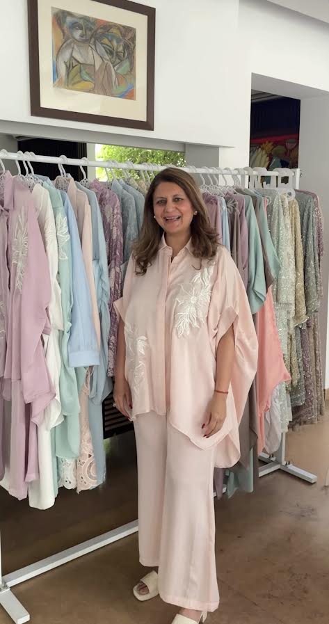 Divine Sequins Embroidered Kaftan Set - Blush
