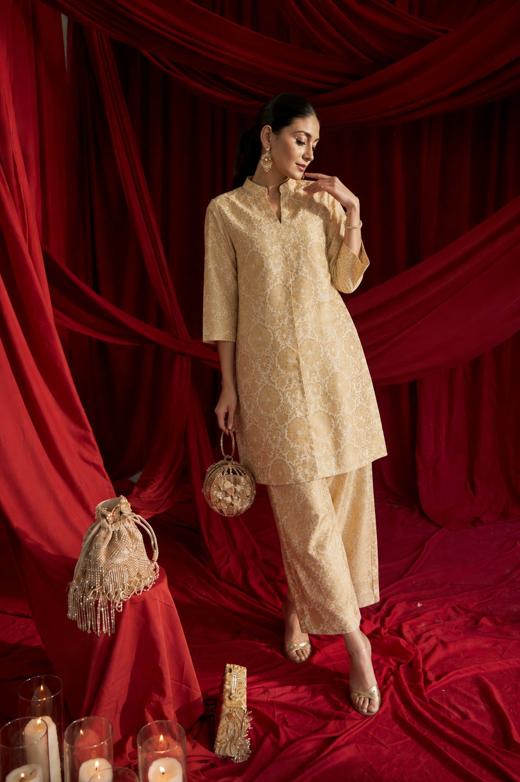 BROCADE SET- GOLD