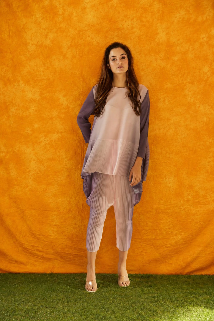 Charlotte Satin Flare Up CO-ORD SET - Ombre Lavender
