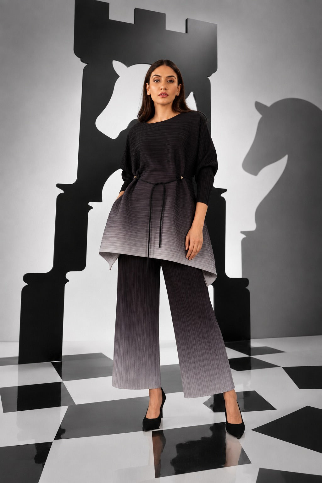 Olivia Ombre Cinched In Co-ord - Grey