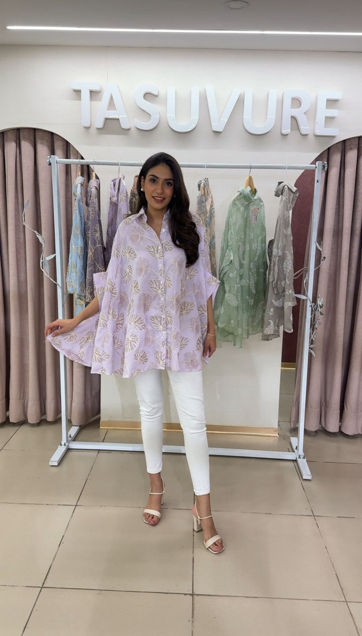 Elahe Elm Kaftan Shirt - Lavender