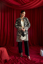 Load image into Gallery viewer, Reyna Gara Glazed long Jacket  and Pleated Pants - Black