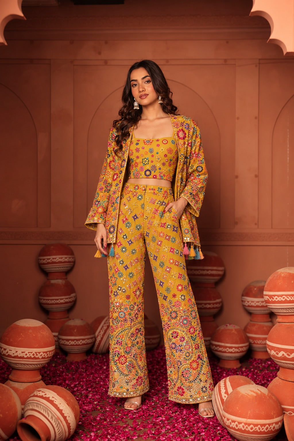 BOHO PANT AND JACKET SET - MULTICOLOUR