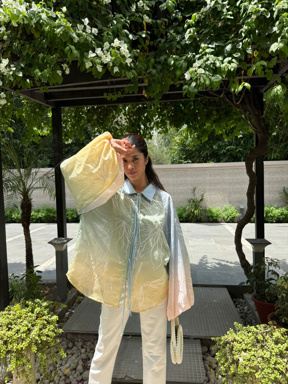 Elahe Ombre Distressed Shirt - Peach