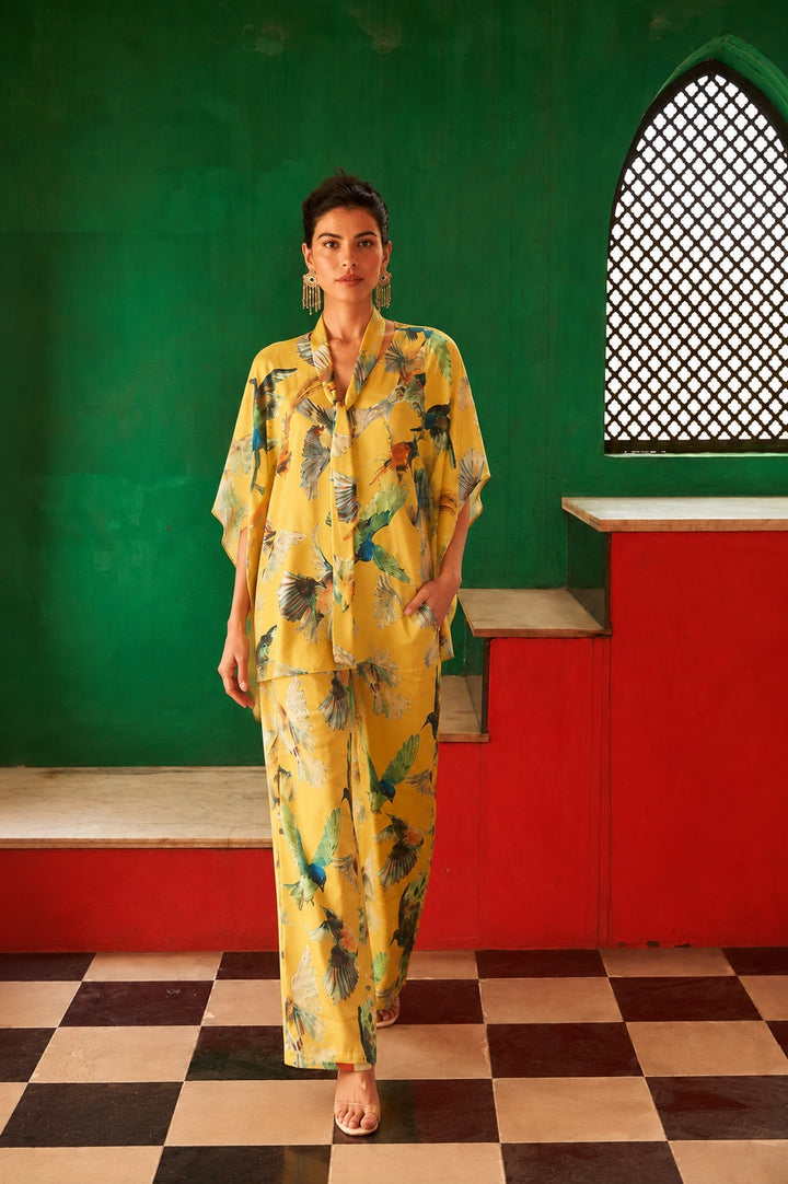 Siciley Satin Printed Co-ord Set - Yellow