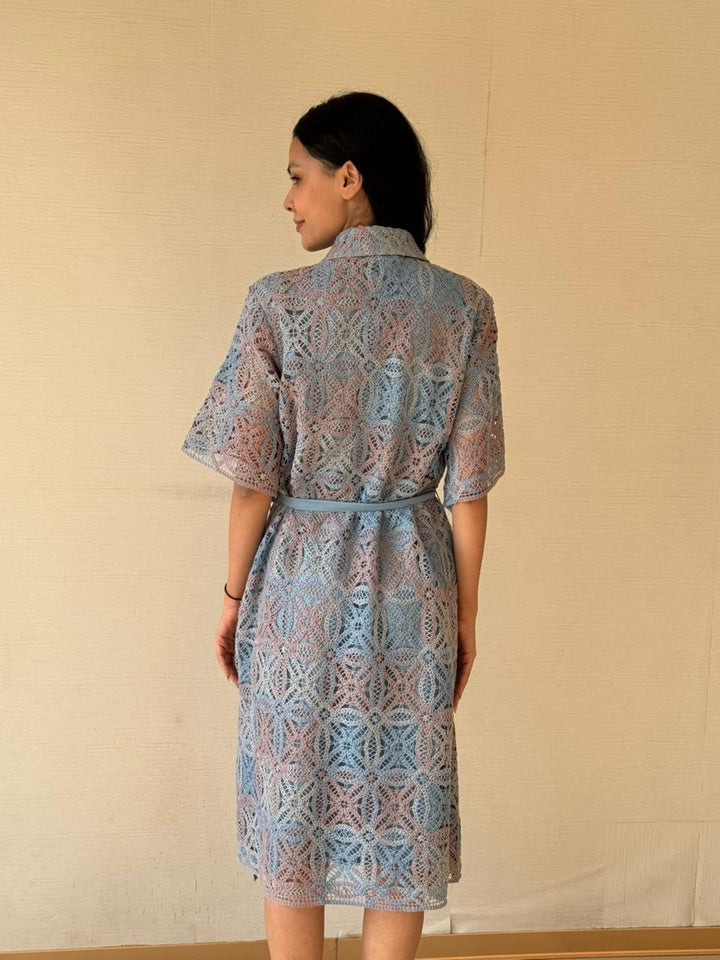 Camelia Crotchet Dress - Blue