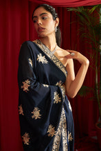Load image into Gallery viewer, Reyna Gara Glazed Cape With Coordinated Pants- Navy Blue