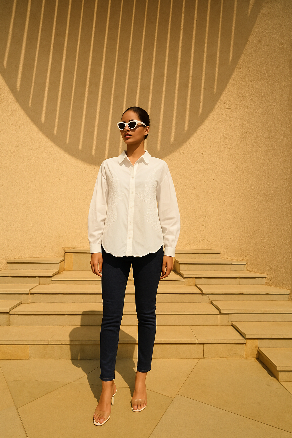 Camelia Embroidered Shirt - White