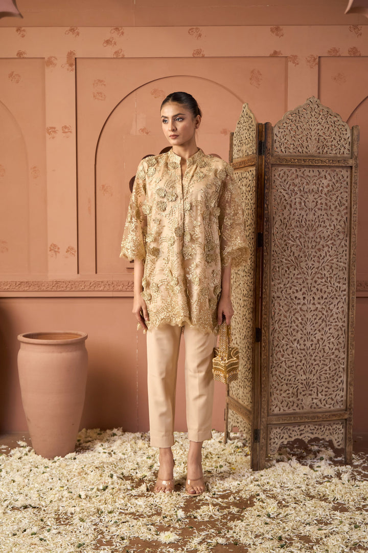 Seraphic Sequins Tunic Co-ordinated with Pants- Nude